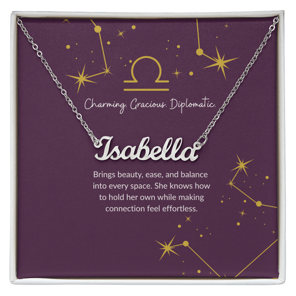 Libra Zodiac Name Necklace