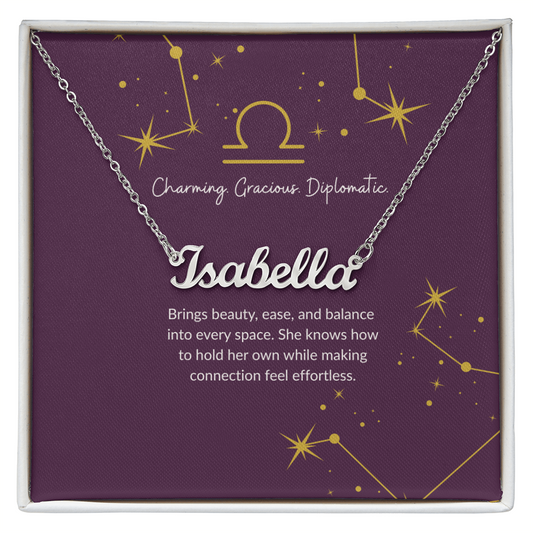 Libra Zodiac Name Necklace