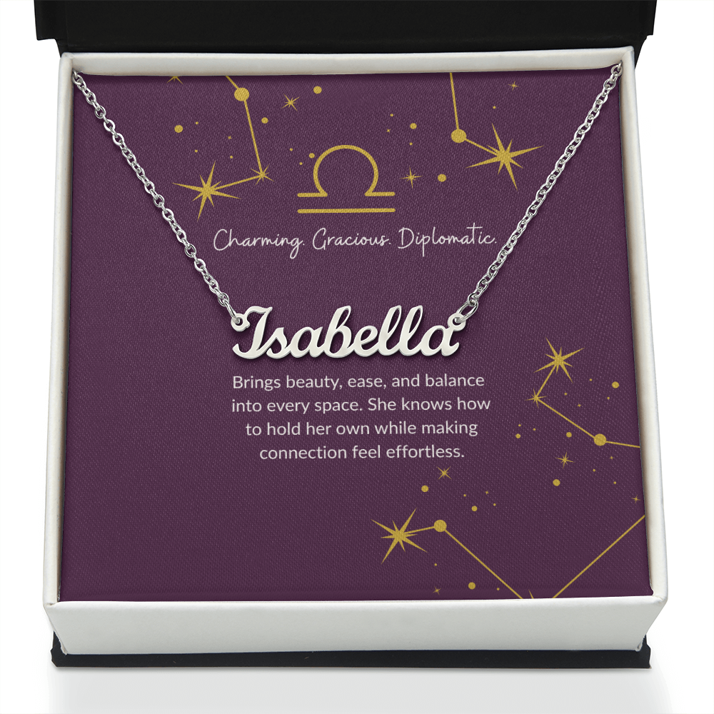 Libra Zodiac Name Necklace