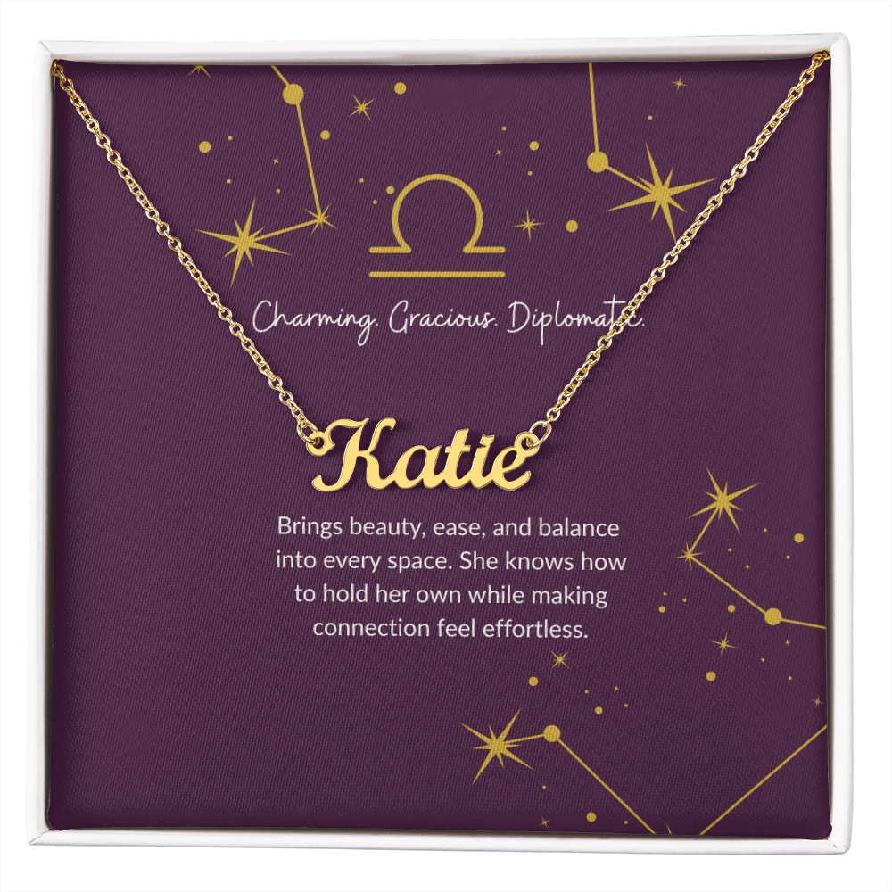 Libra Zodiac Name Necklace