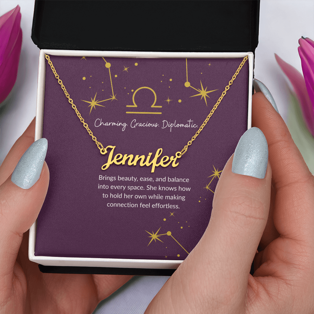 Libra Zodiac Name Necklace
