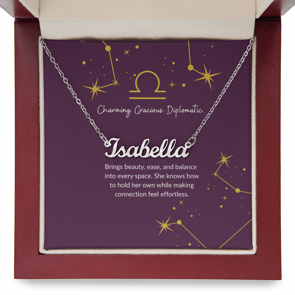 Libra Zodiac Name Necklace