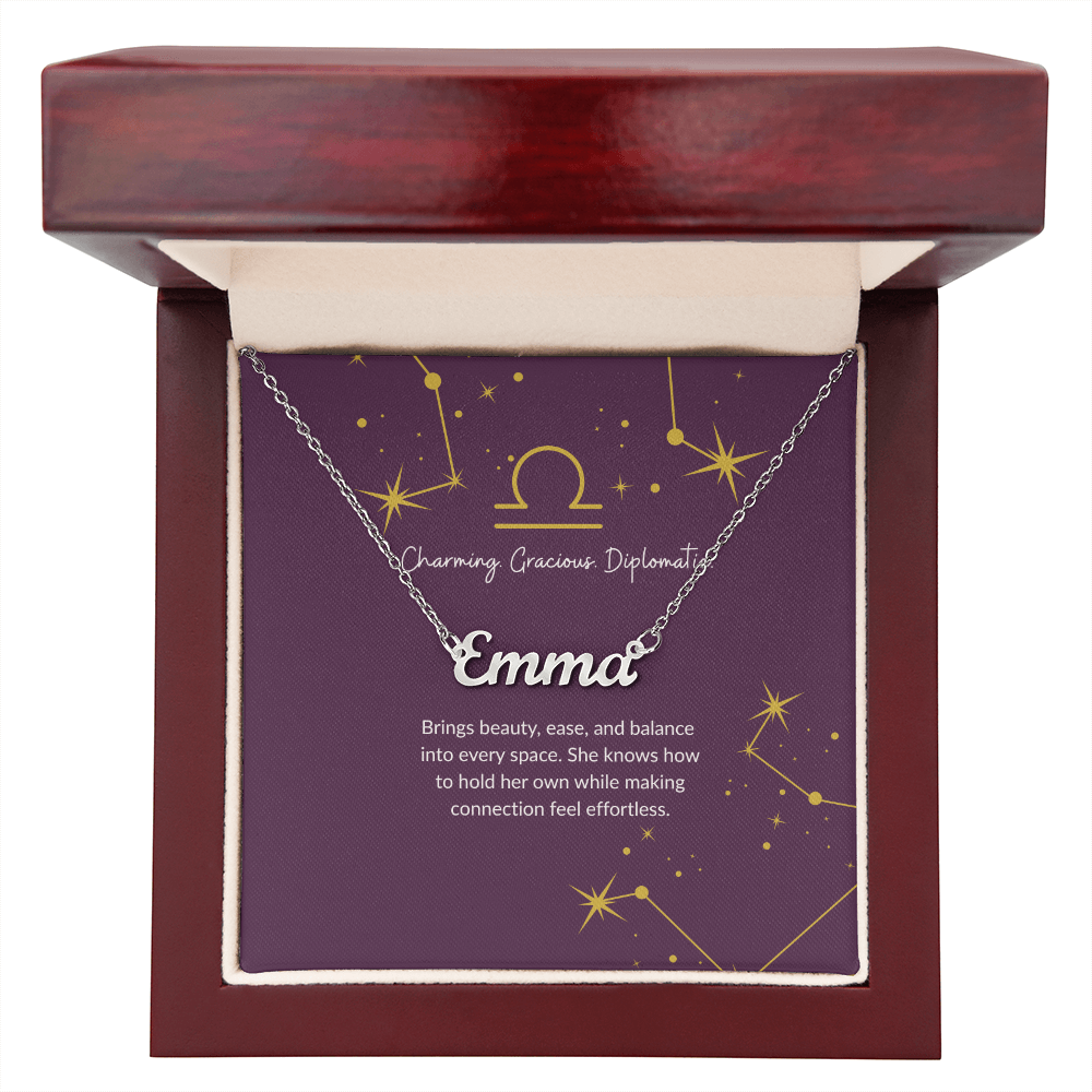 Libra Zodiac Name Necklace