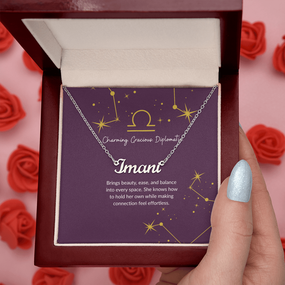 Libra Zodiac Name Necklace