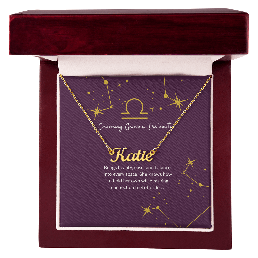 Libra Zodiac Name Necklace